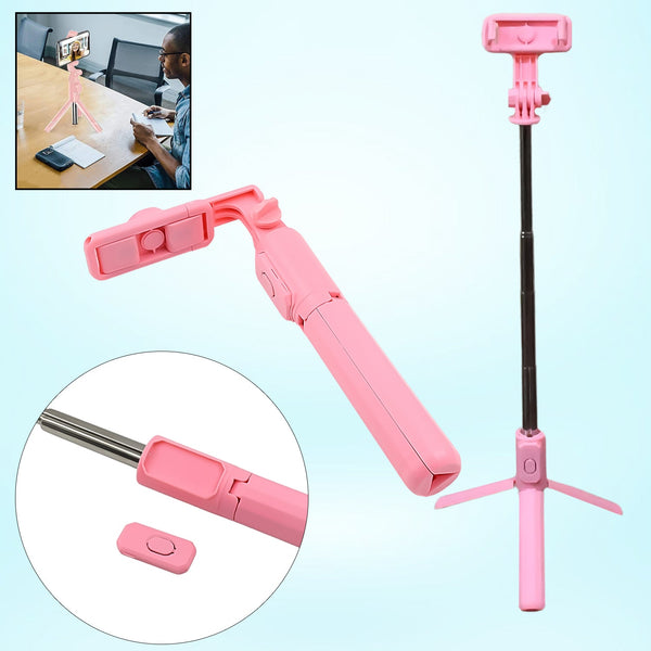 Portable Foldable Selfie Stick with Remote Control, YouTuber Video Recording (1 Pc)