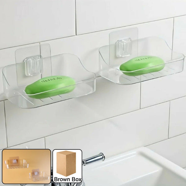 Wall-Mounted Transparent Soap Dish Holder Set