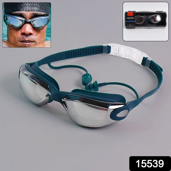 Knx Professional Anti-Fog UV Protection Swimming Goggles Mirrored Lenses and Earplugs