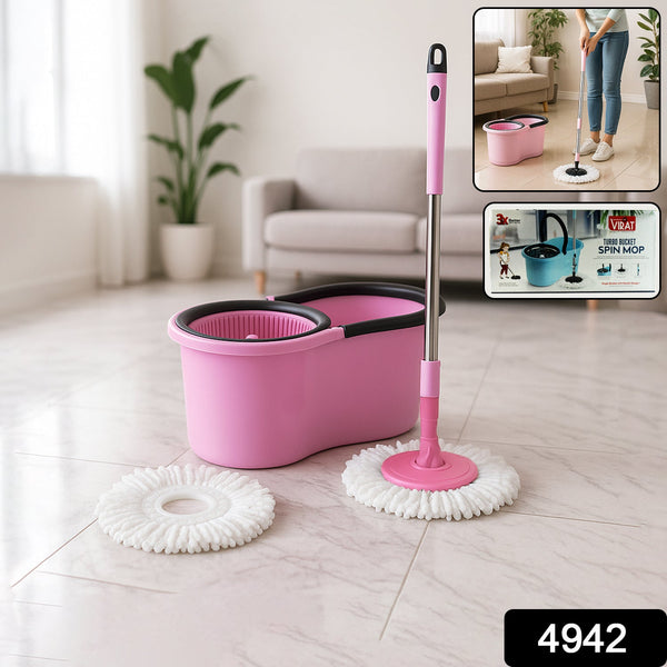 Quick Spin Mop With Steel Spin, Bucket Floor Cleaning, Easy Wheels & Big Bucket, Floor Cleaning Mop with Bucket