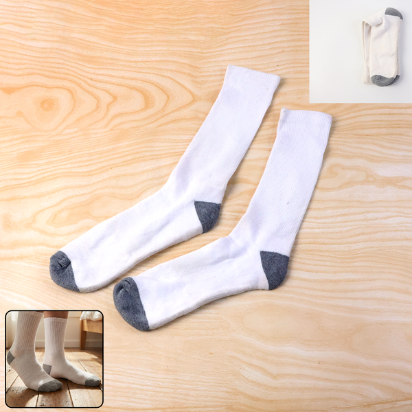 White & Grey Comfort Long Socks (1 Pair)