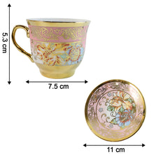 Premium Floral Porcelain Tea Cup and Saucer Set (12 Pc Set)